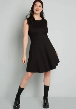 ModCloth Bow Affair Fit And Flare Dress Black Hot