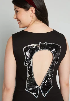 ModCloth Bow Affair Fit And Flare Dress Black Hot