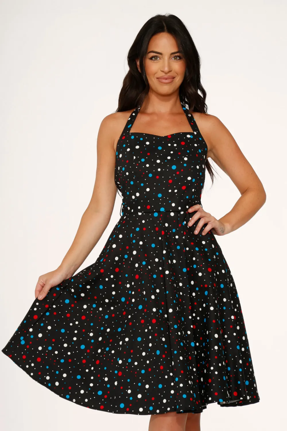 Candy Halter Swing Dress Black Outlet