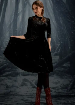 Diamond Velvet Swing Dress Black Outlet