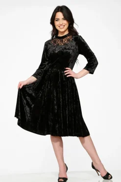 Diamond Velvet Swing Dress Black Outlet