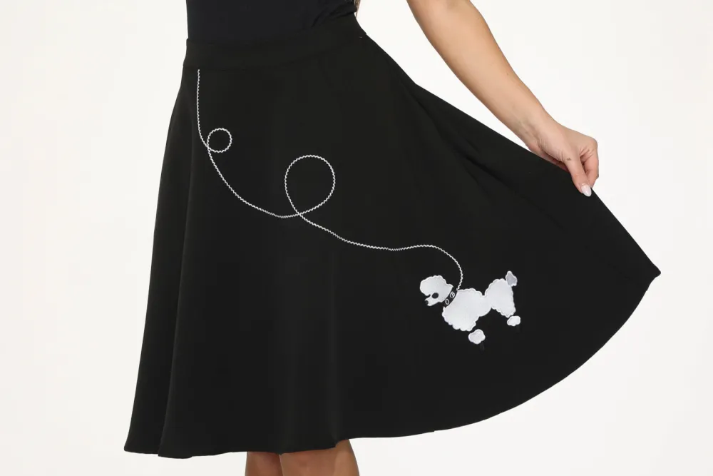 Embroidered Poodle Skirt Black Clearance