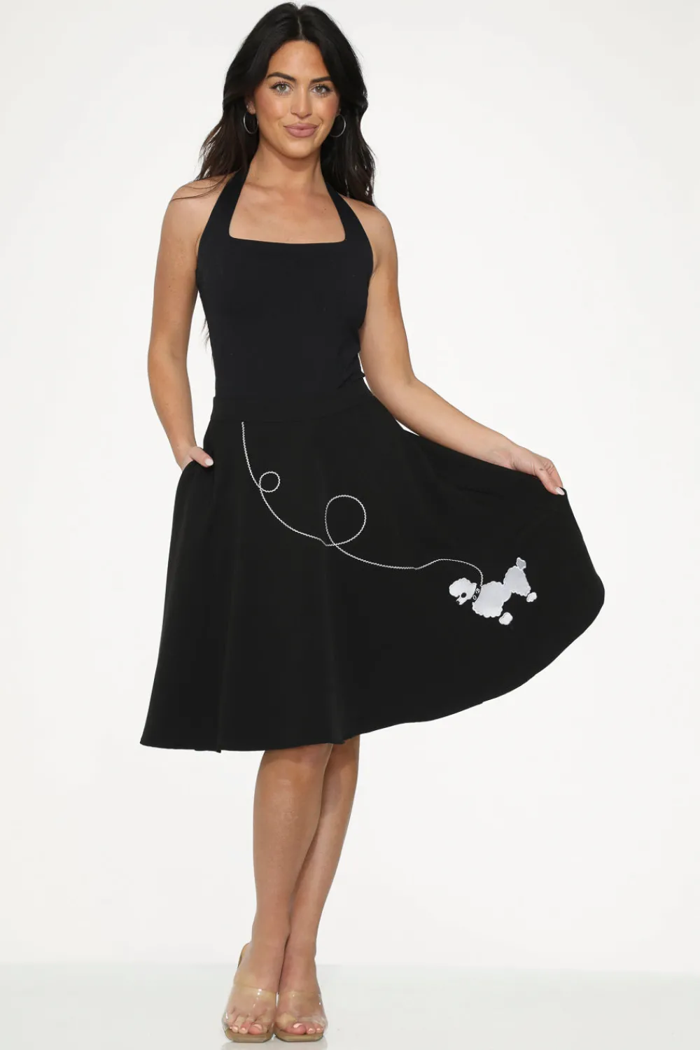 Embroidered Poodle Skirt Black Clearance