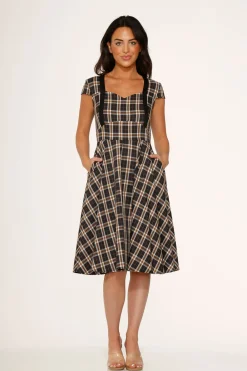 Black Plaid Swing Dress