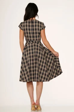 Black Plaid Swing Dress