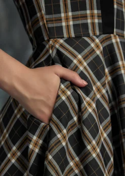 Black Plaid Swing Dress