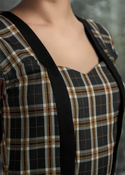 Black Plaid Swing Dress