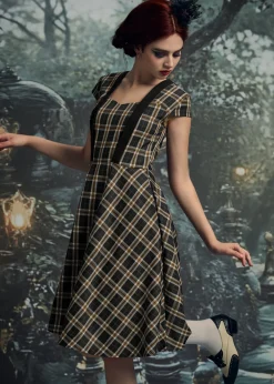 Black Plaid Swing Dress