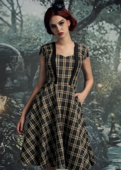 Black Plaid Swing Dress