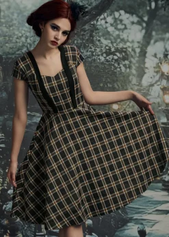 Black Plaid Swing Dress