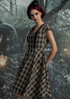 Black Plaid Swing Dress
