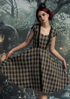 Black Plaid Swing Dress