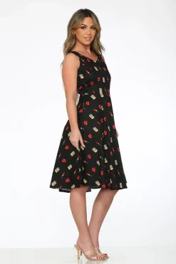 Black Red Lipstick Swing Dress Online