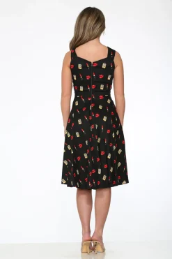 Black Red Lipstick Swing Dress Online