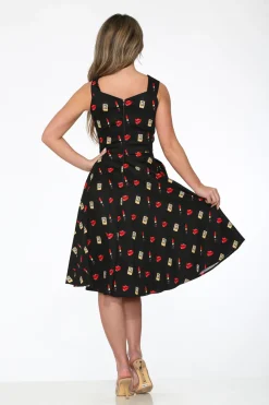Black Red Lipstick Swing Dress Online
