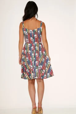 Black Skulls Rainbow Swing Dress Sale