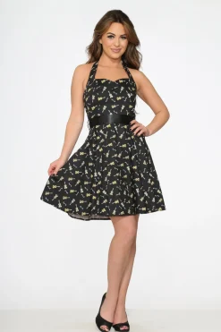 Black Violin Halter Swing Dress