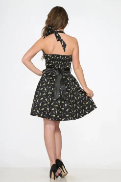 Black Violin Halter Swing Dress