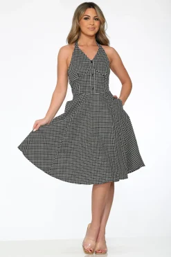 Black White Checkmate Halter Dress Best