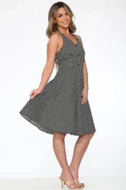 Black White Checkmate Halter Dress Best