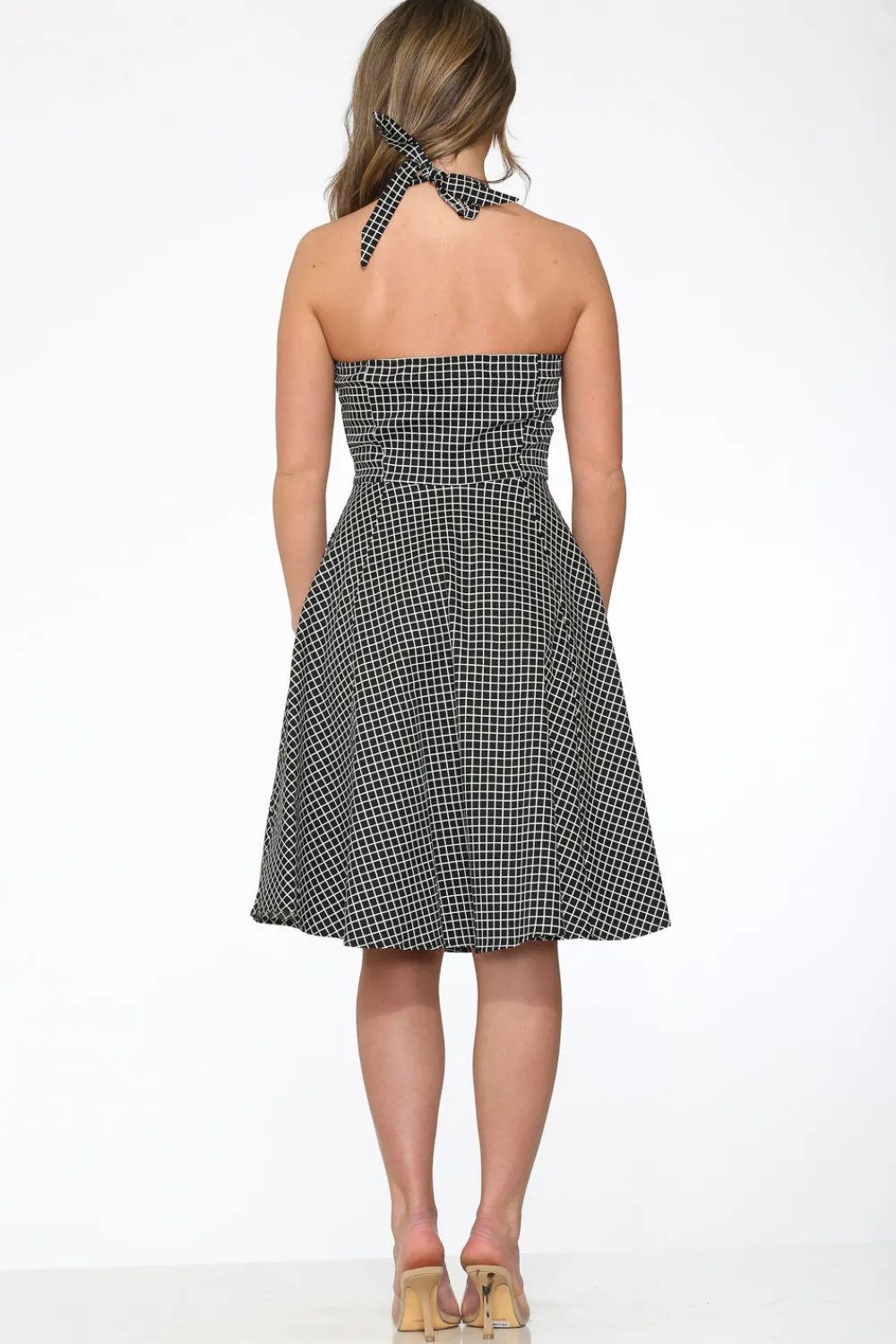 Black White Checkmate Halter Dress Best