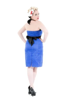 Blue & White Polka Dot Halter Wiggle Dress Sale
