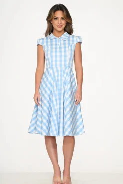 Blue Checkmate Swing Dress Outlet
