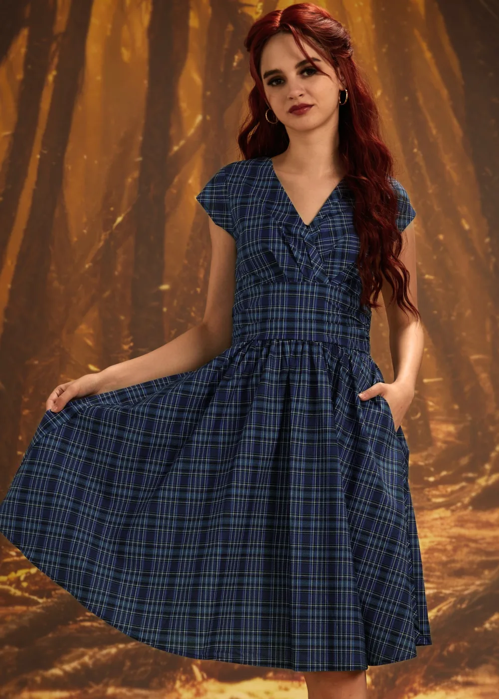 Blue Plaid Greta Dress New