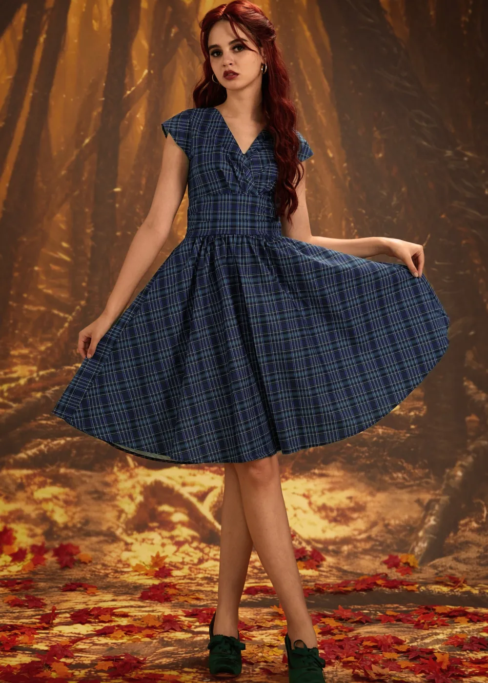 Blue Plaid Greta Dress New