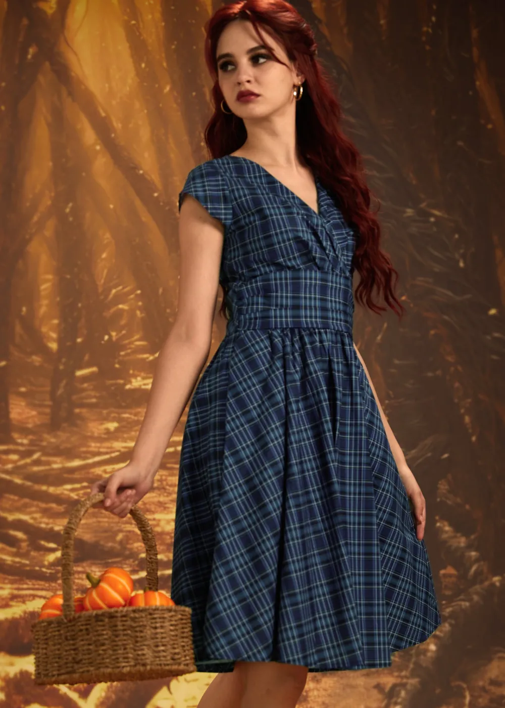Blue Plaid Greta Dress New