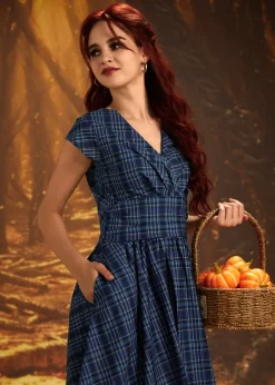 Blue Plaid Greta Dress New