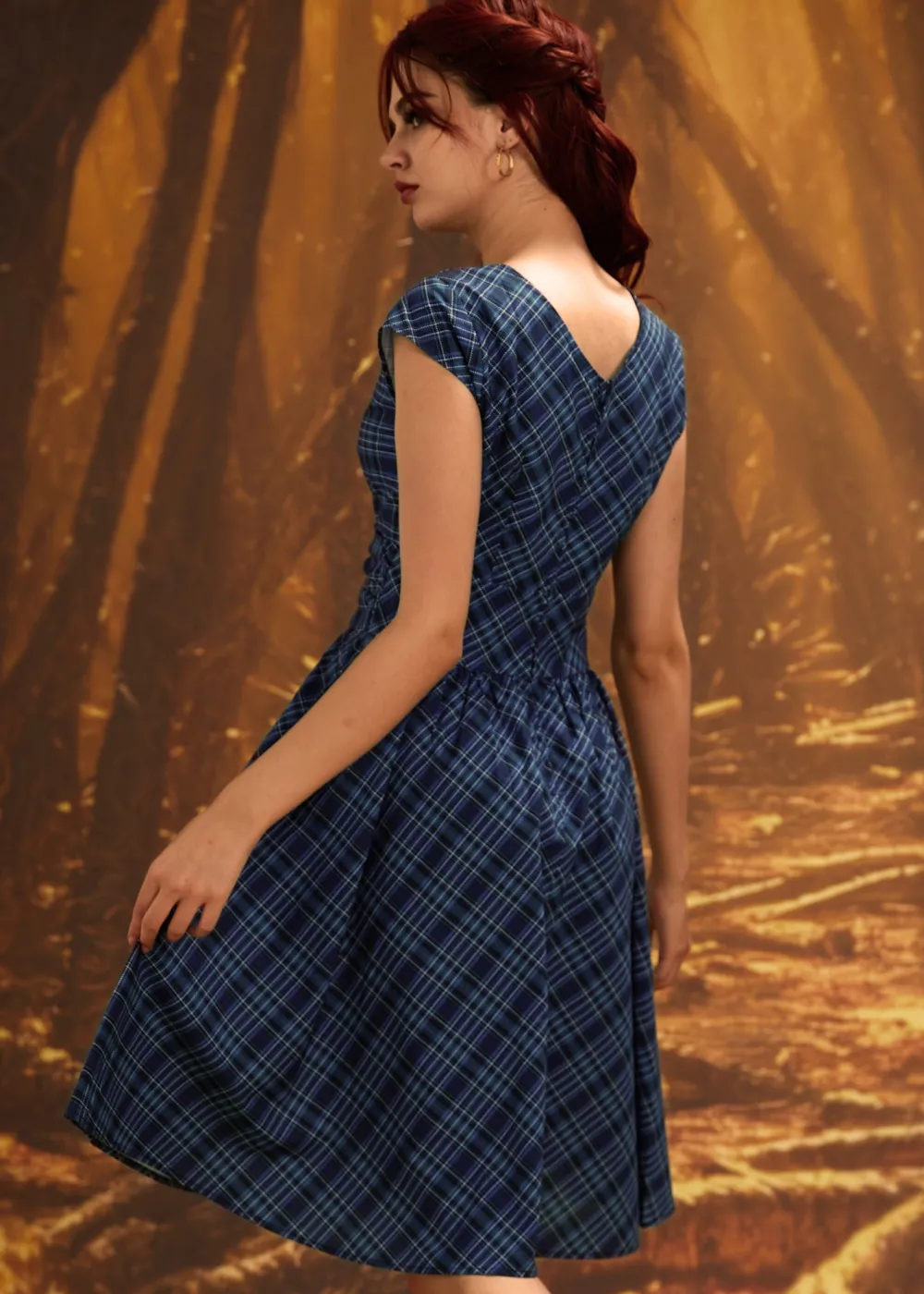 Blue Plaid Greta Dress New