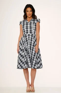 Blue Plaid Swing Dress Clearance