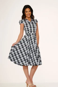 Blue Plaid Swing Dress Clearance