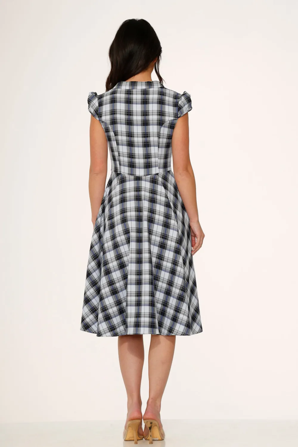 Blue Plaid Swing Dress Clearance