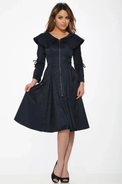 Blue Zipper Swing Dress Hot