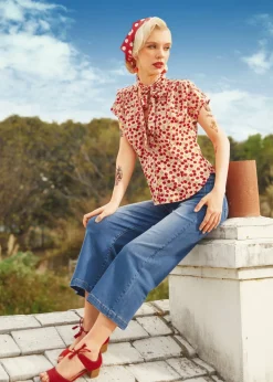 EZ Apparel Boardwalk Beauty Wide Leg Crop Jeans Medium Wash Outlet