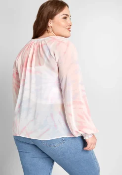 JANTEX INTERNATIONAL LIMITED Boho I Go Chiffon Blouse Tie Dye New