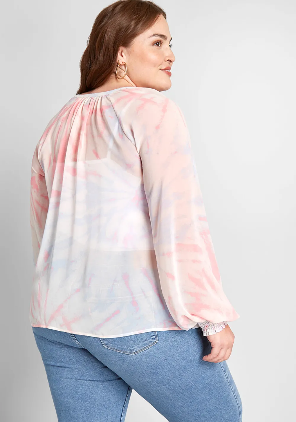 JANTEX INTERNATIONAL LIMITED Boho I Go Chiffon Blouse Tie Dye New