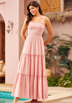 BTC Boho on the Range Smocked Maxi Dress Pink Lemonade Outlet
