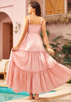 BTC Boho on the Range Smocked Maxi Dress Pink Lemonade Outlet