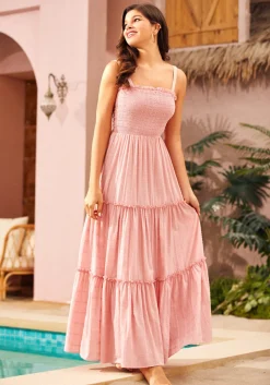 BTC Boho on the Range Smocked Maxi Dress Pink Lemonade Outlet