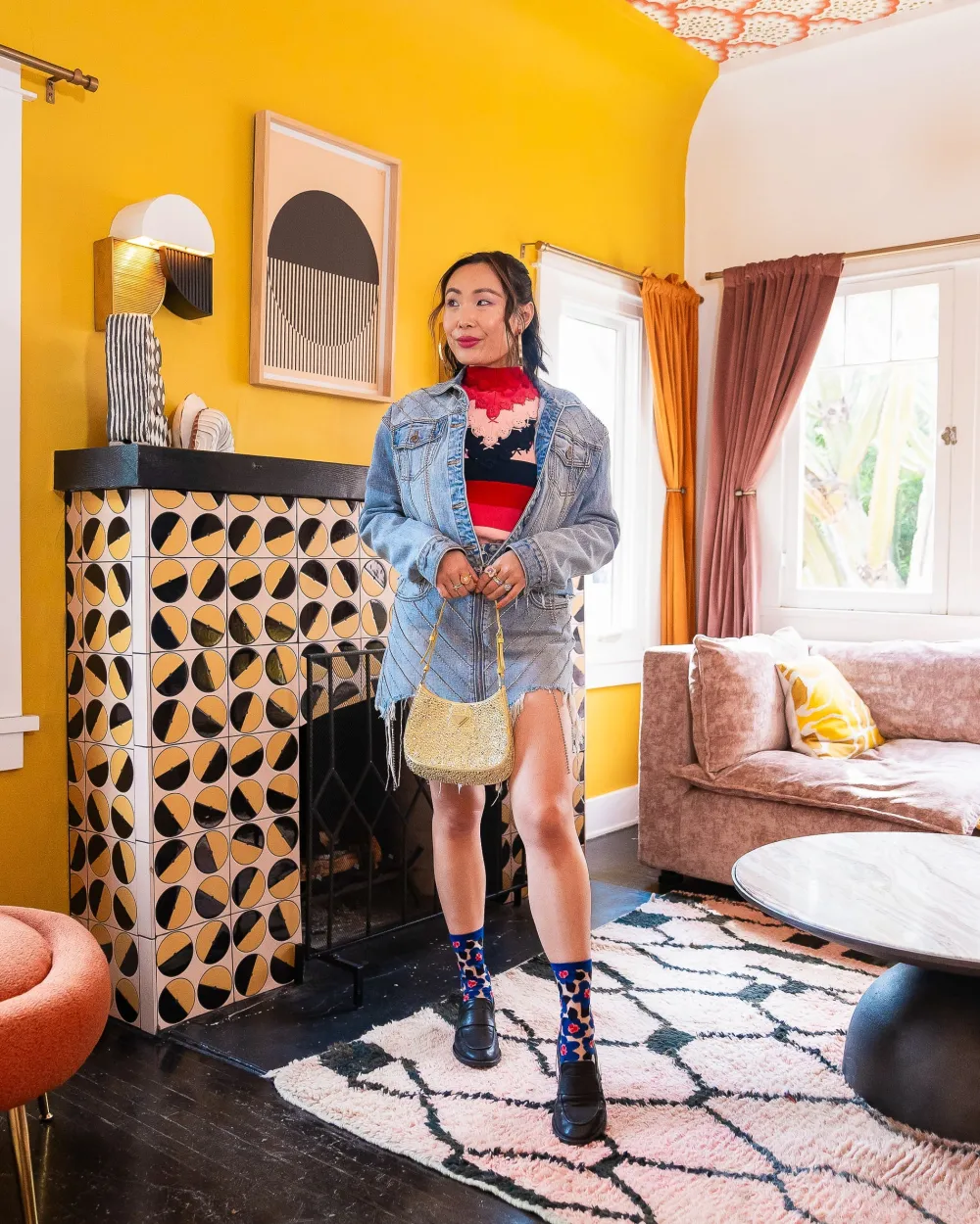 Bold Blue Floral Sheer Crew Sock Clearance