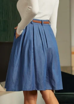 Bookstore's Best Chambray A-Line Skirt Blue Chambray
