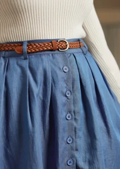 Bookstore's Best Chambray A-Line Skirt Blue Chambray