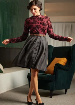 BTC Bookstore's Best Chambray A-Line Skirt Black Denim Sale