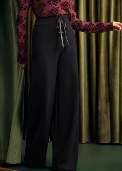 Bop 'Til You Drop High Waist Wide Leg Pants Eclipse Noir New