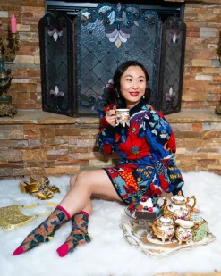 Brocade Jaguar Black Sheer Crew Sock Hot