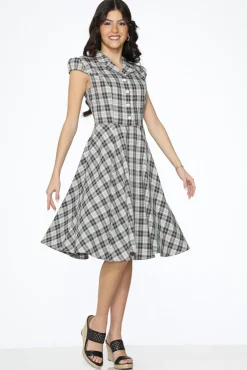 & Blue Plaid Swing Dress Brown Discount