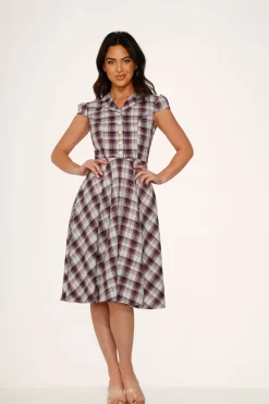 Brown Plaid Swing Dress Online